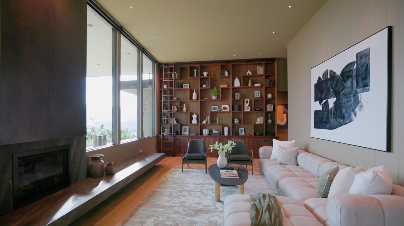 Custom interior with built-in shelving