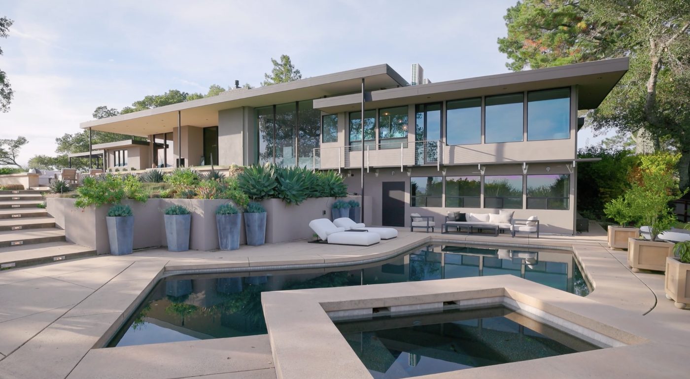 Modern hillside residence with pool